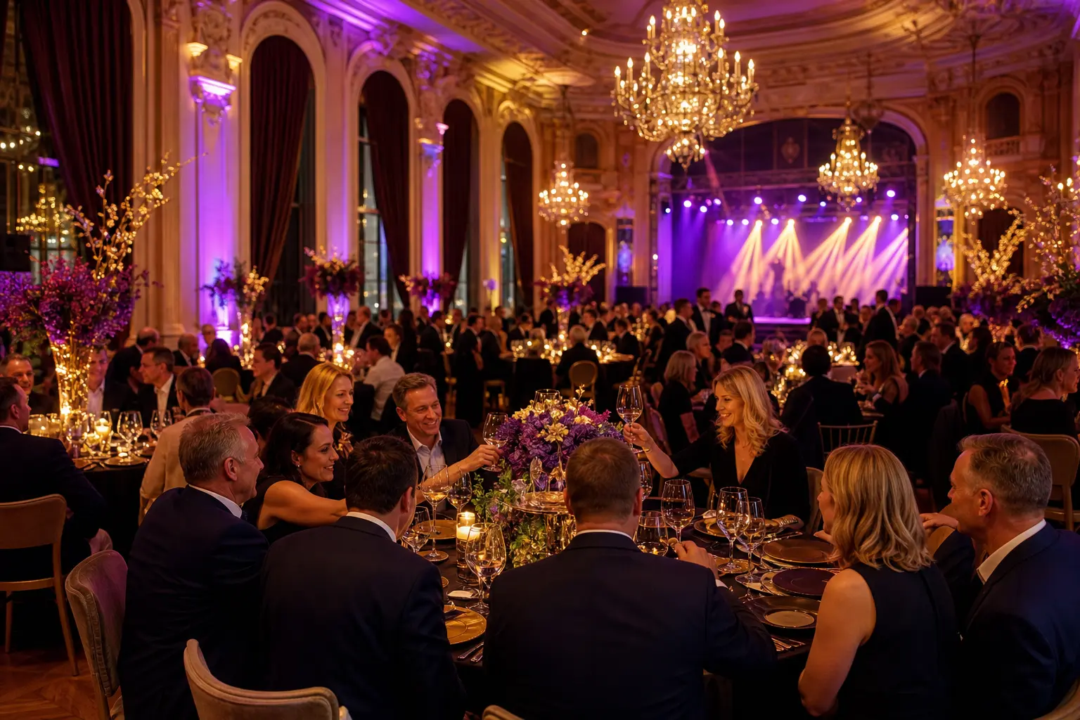Rocznicowa gala firmy w wielkim salonie